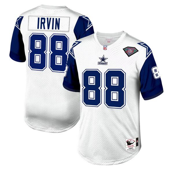 Men's Dallas Cowboys #88 Michael Irvin White 1994 Mitchell & Ness Throwback Stitched Football Jersey